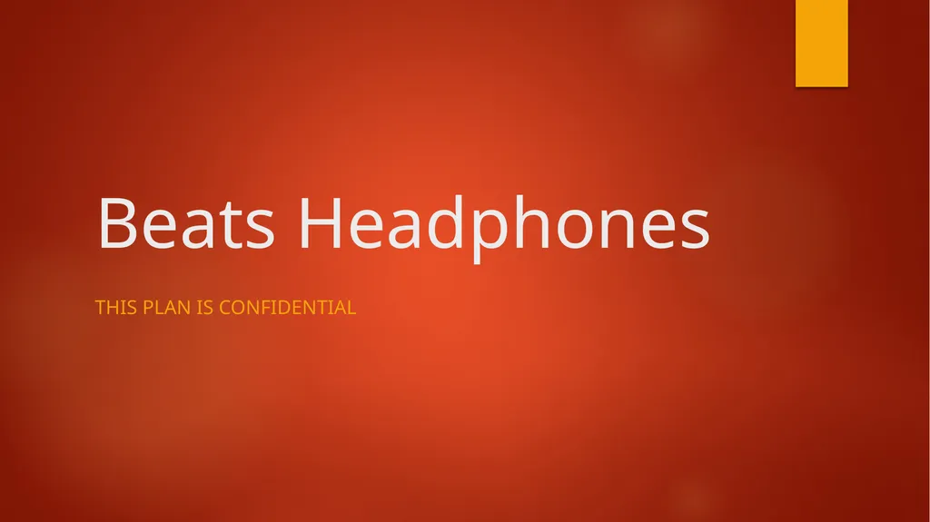 Beats Headphones THIS PLAN IS CONFIDENTIAL Table - slide 1 of 14