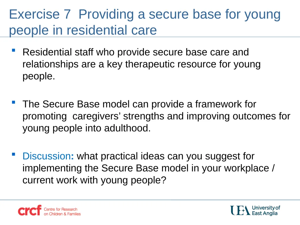 An introduction to the Secure Base model: - slide 59 of 60