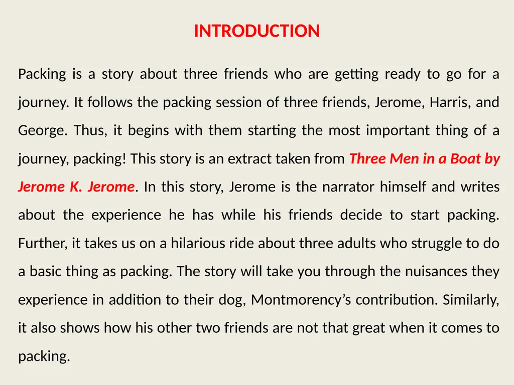 LESSON-7 PACKING By Jerome K Jerome (an extract - slide 2 of 16