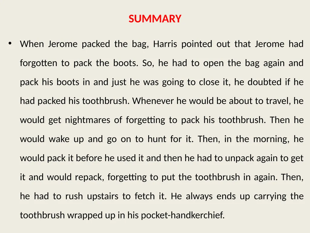 LESSON-7 PACKING By Jerome K Jerome (an extract - slide 12 of 16