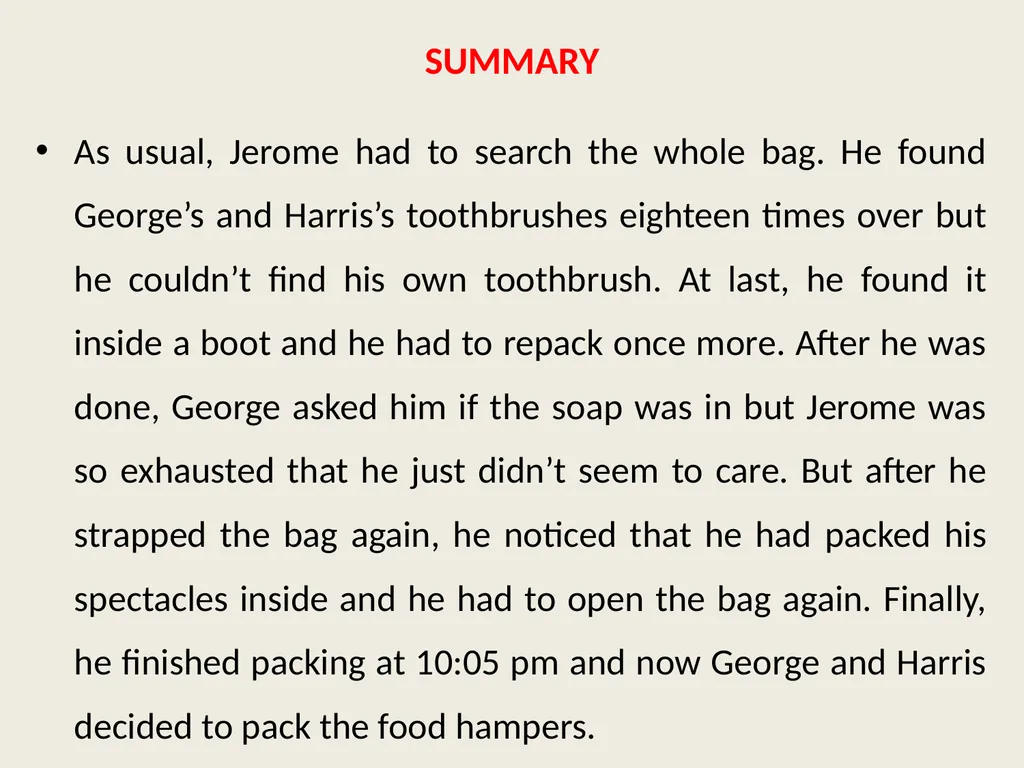 LESSON-7 PACKING By Jerome K Jerome (an extract - slide 13 of 16