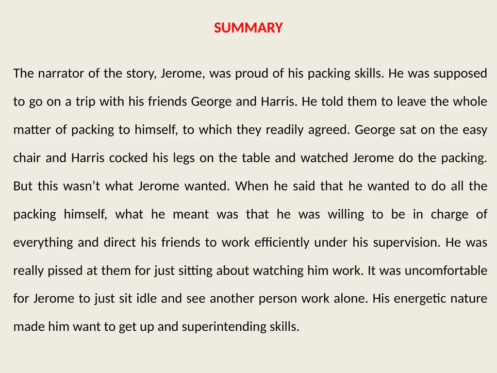 LESSON-7 PACKING By Jerome K Jerome (an extract - slide 9 of 16