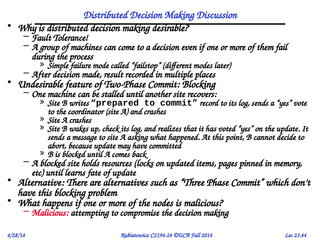 CS194-24 Advanced Operating Systems Structures and - slide 44 of 53