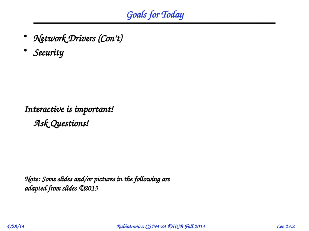 CS194-24 Advanced Operating Systems Structures and - slide 2 of 53