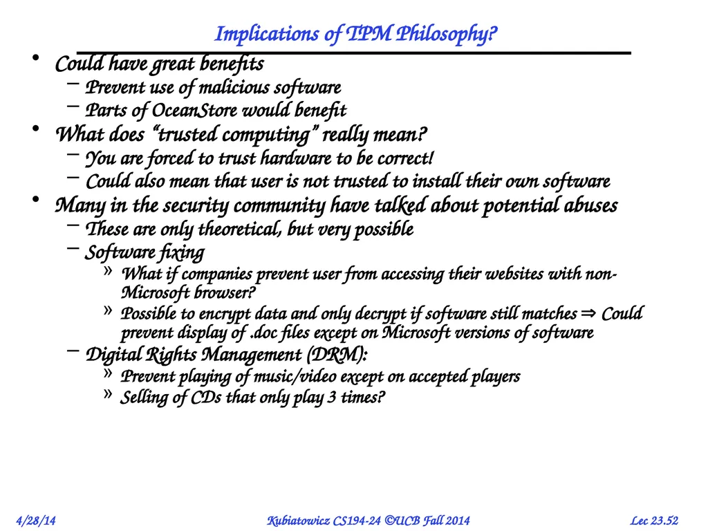 CS194-24 Advanced Operating Systems Structures and - slide 52 of 53