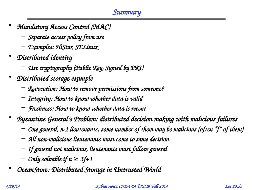 CS194-24 Advanced Operating Systems Structures and - slide 53 of 53