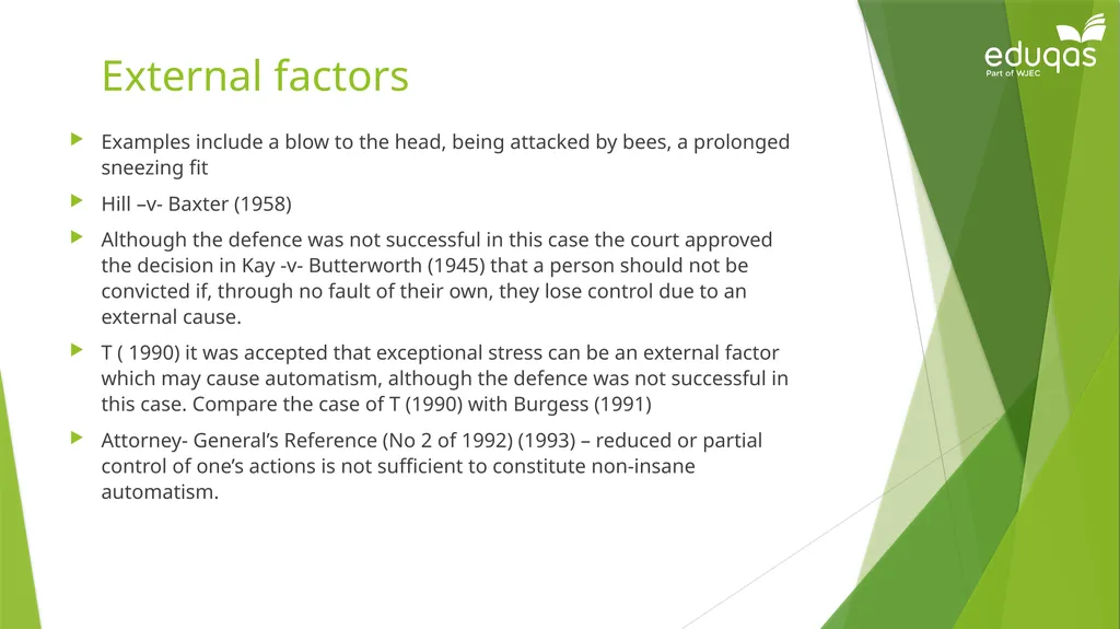 Capacity defences of insanity and intoxication - slide 5 of 8