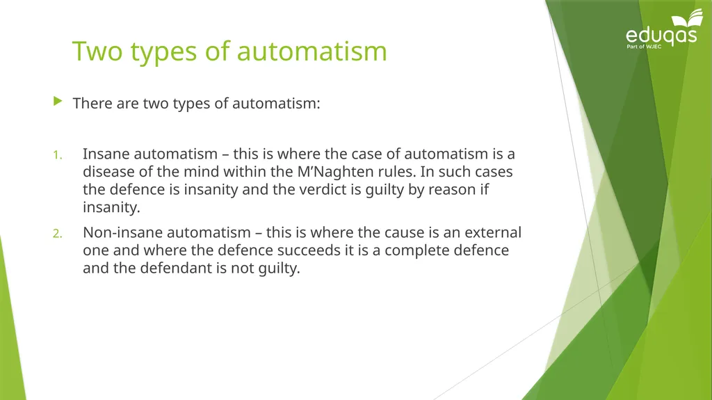 Capacity defences of insanity and intoxication - slide 3 of 8