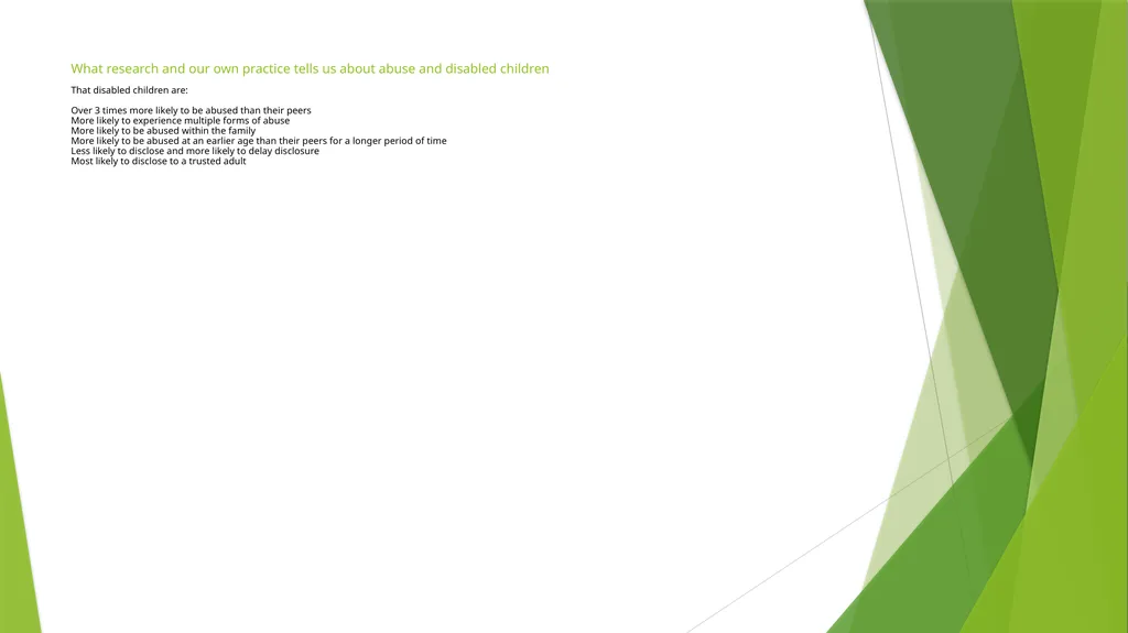 Neglect and disabled children What do we already - slide 2 of 17