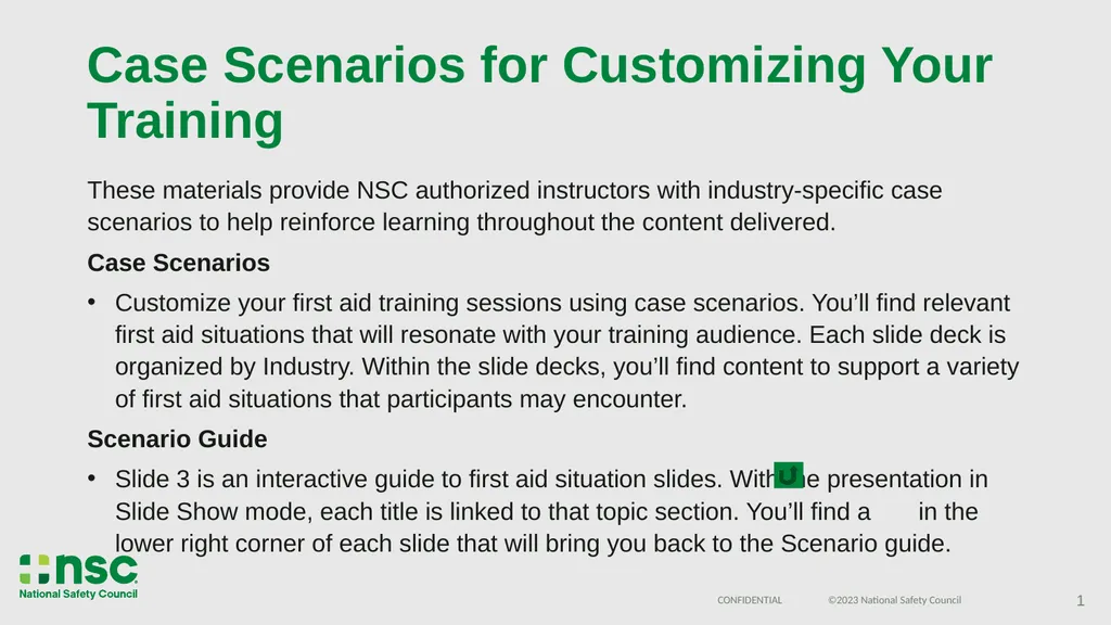 Case Scenarios for Customizing Your Training These - slide 1 of 60