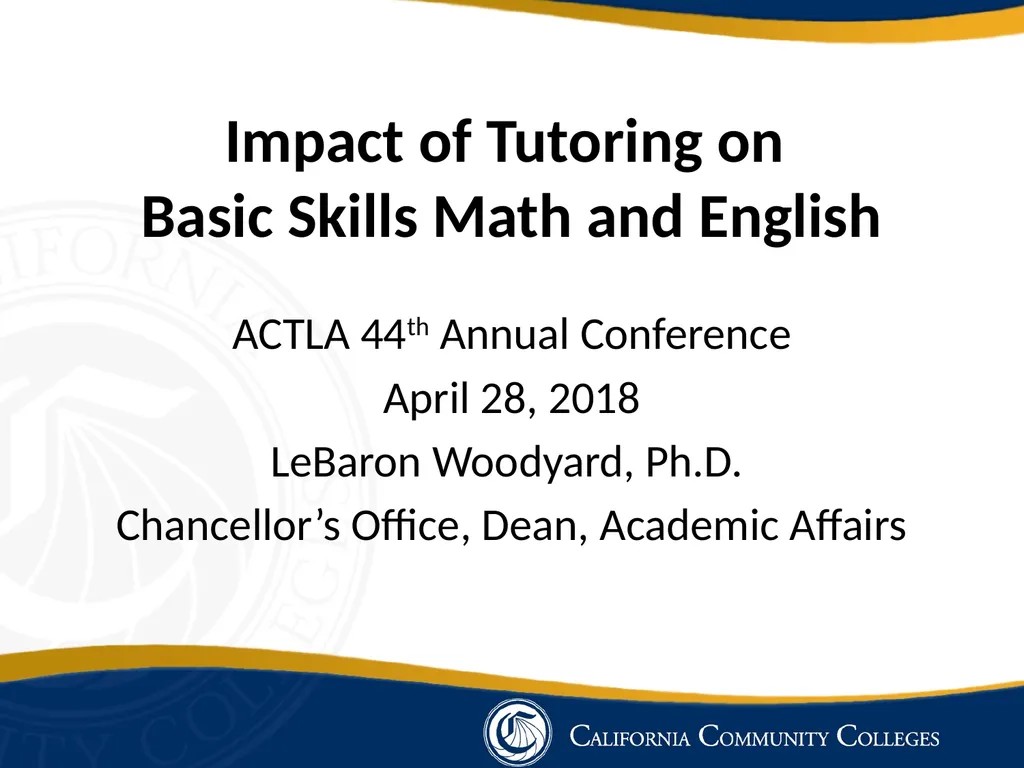 Impact of Tutoring on Basic Skills Math and - slide 1 of 13