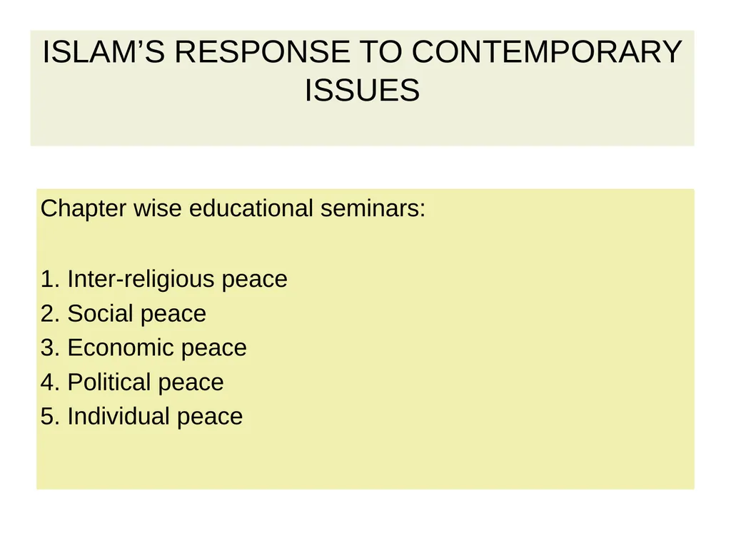ISLAM’S RESPONSE TO CONTEMPORARY ISSUES Hazrat - slide 2 of 32