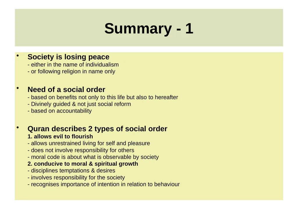 ISLAM’S RESPONSE TO CONTEMPORARY ISSUES Hazrat - slide 30 of 32