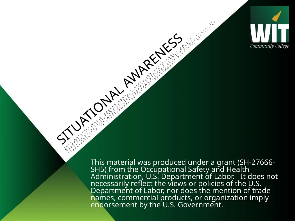 Situational Awareness This material was produced - slide 1 of 57