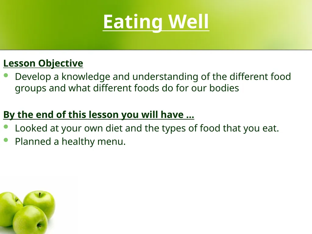 Year 7 – PSHE Topic 10 Healthy Life Eating Well - slide 2 of 12