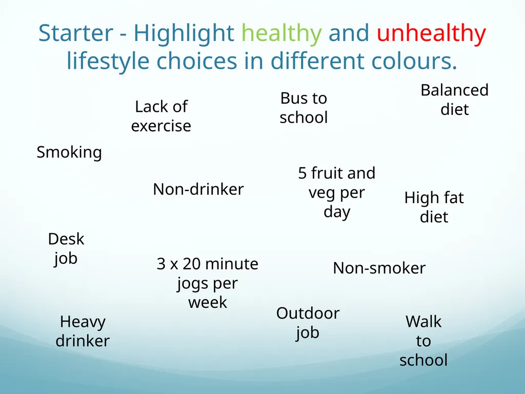 Year 7 – PSHE Topic 10 Healthy Life Eating Well - slide 3 of 12