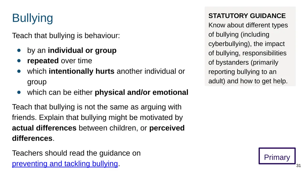 Teaching respectful relationships (primary), - slide 31 of 90