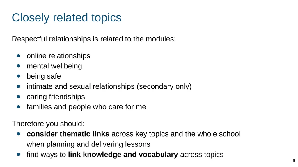 Teaching respectful relationships (primary), - slide 6 of 90