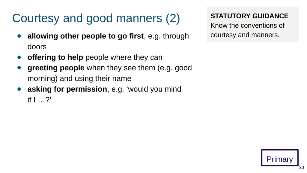 Teaching respectful relationships (primary), - slide 30 of 90