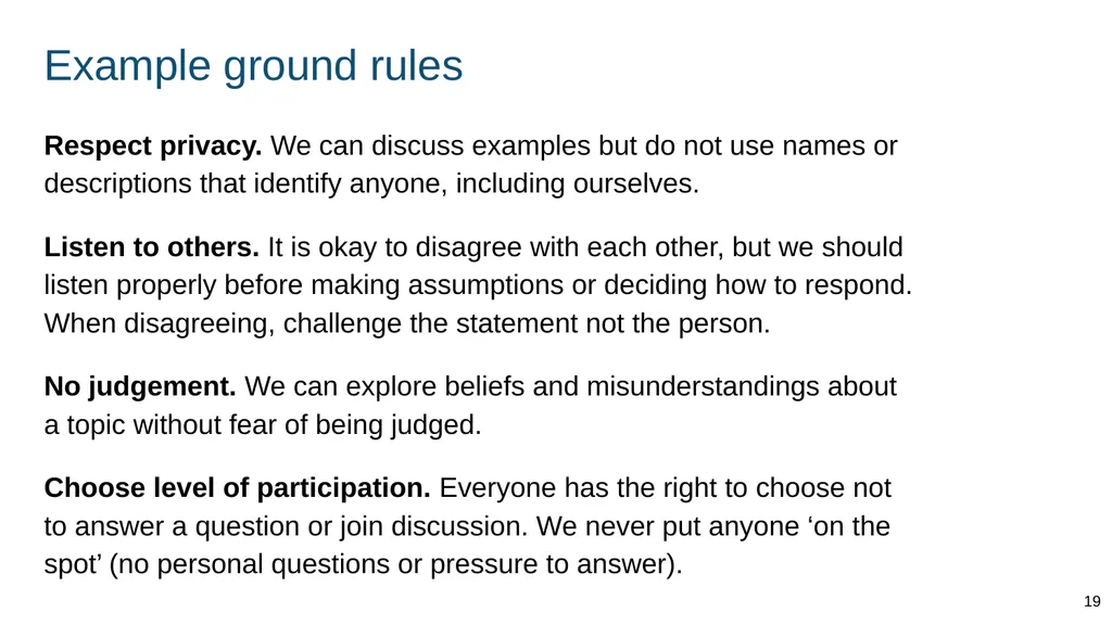 Teaching respectful relationships (primary), - slide 19 of 90