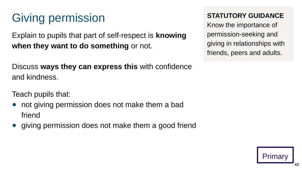 Teaching respectful relationships (primary), - slide 40 of 90