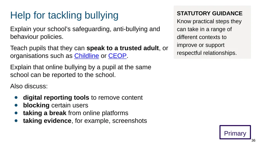 Teaching respectful relationships (primary), - slide 36 of 90