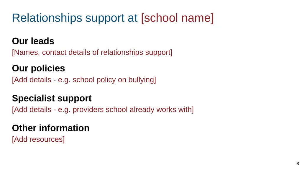 Teaching respectful relationships (primary), - slide 8 of 90