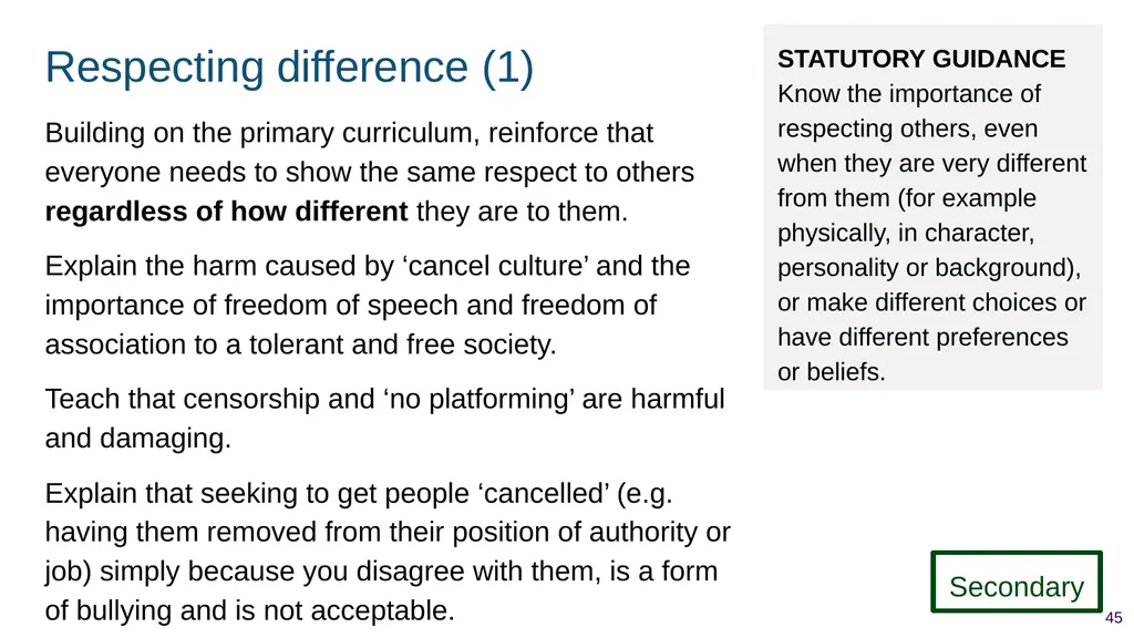 Teaching respectful relationships (primary), - slide 45 of 90