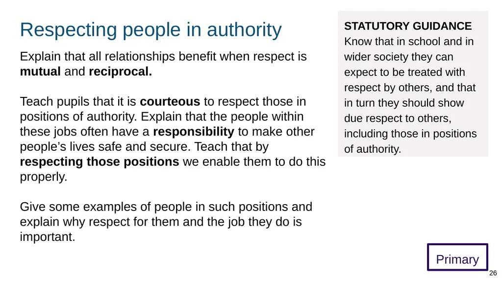 Teaching respectful relationships (primary), - slide 26 of 90