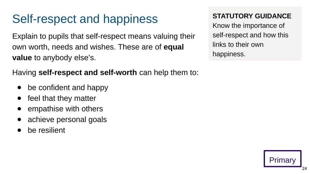 Teaching respectful relationships (primary), - slide 24 of 90
