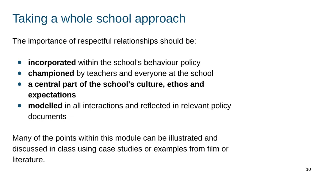 Teaching respectful relationships (primary), - slide 10 of 90