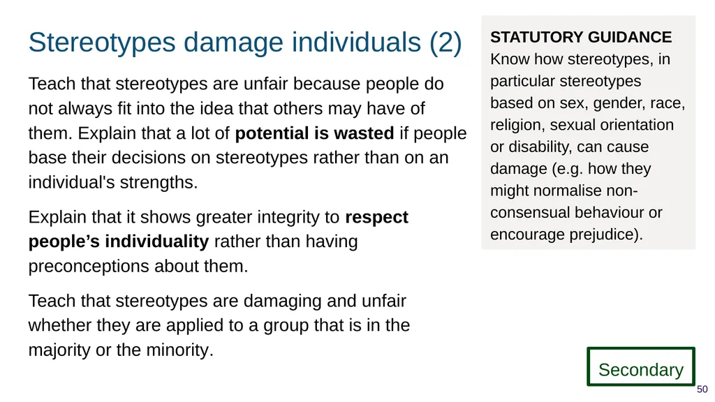 Teaching respectful relationships (primary), - slide 50 of 90