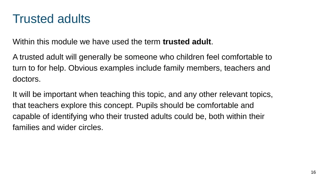 Teaching respectful relationships (primary), - slide 16 of 90