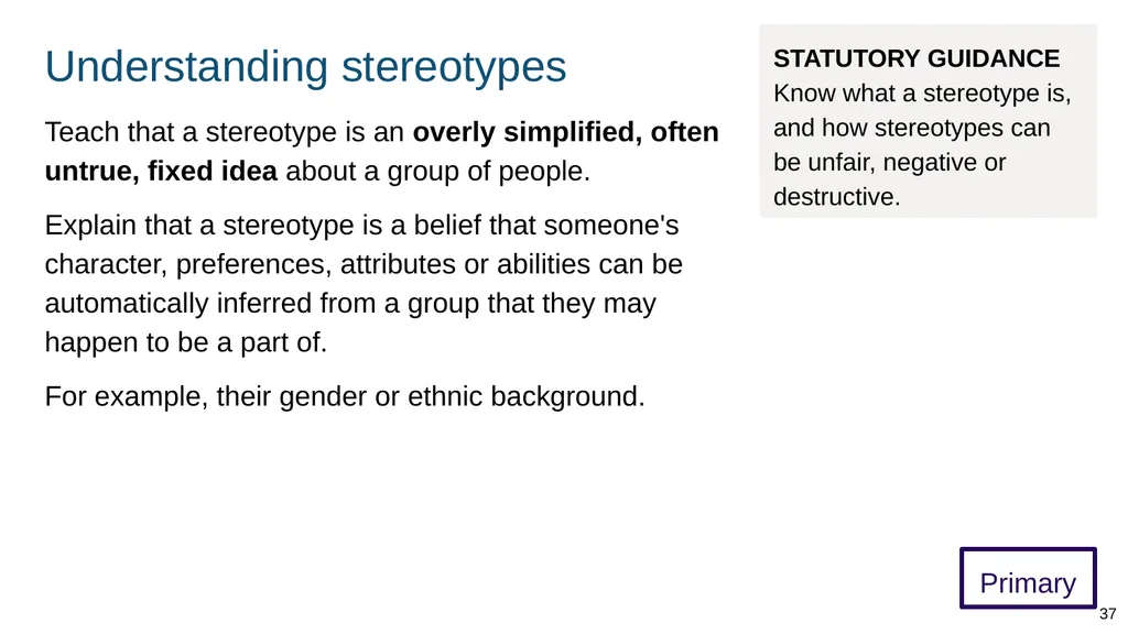 Teaching respectful relationships (primary), - slide 37 of 90