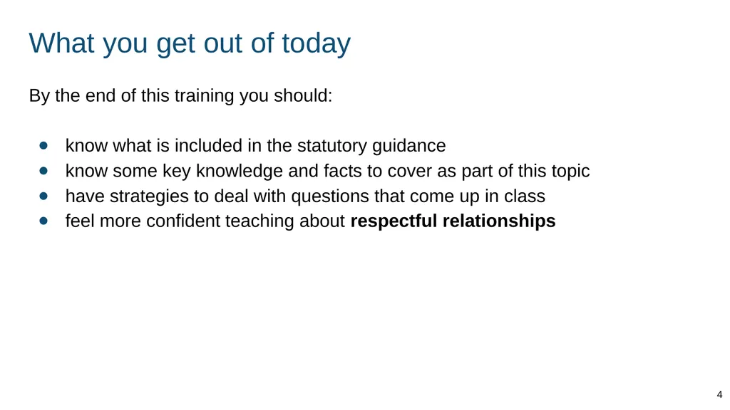 Teaching respectful relationships (primary), - slide 4 of 90