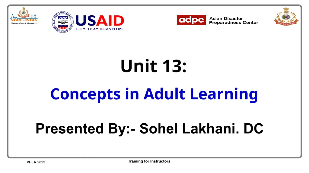 Unit 13: Concepts in Adult Learning Unit - slide 1 of 15