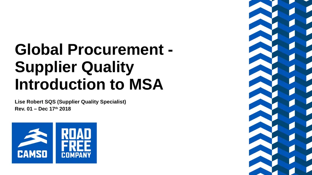 Global Procurement - Supplier Quality Introduction - slide 1 of 134
