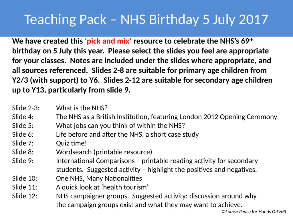 We have created this ‘pick and mix’ resource to - slide 1 of 12