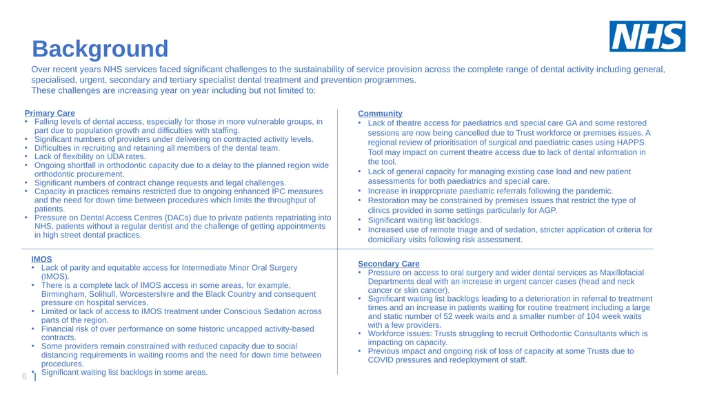 NHS England Midlands Region Dental Strategy - slide 8 of 41