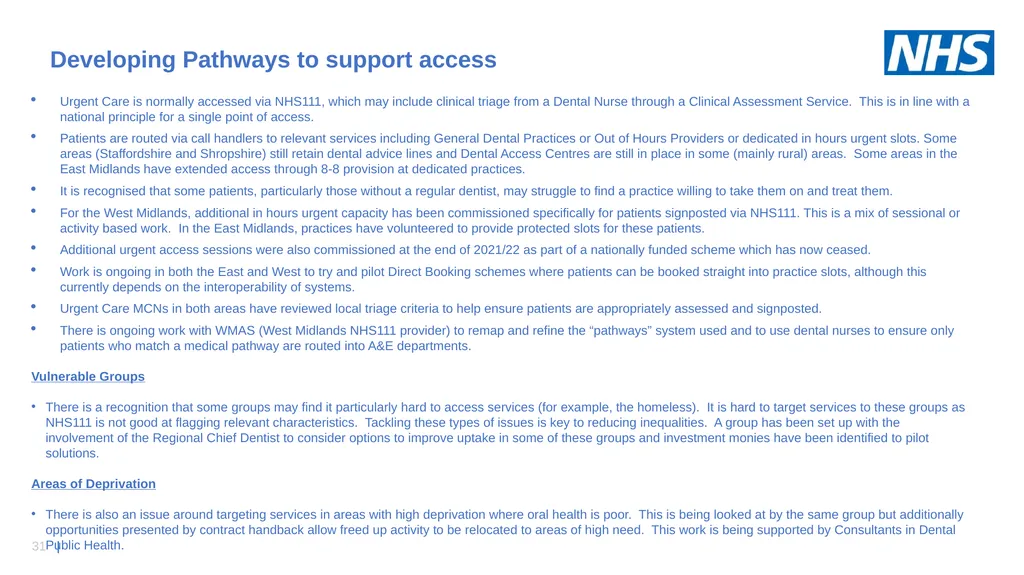 NHS England Midlands Region Dental Strategy - slide 31 of 41