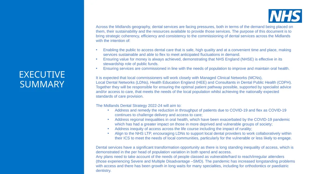 NHS England Midlands Region Dental Strategy - slide 3 of 41