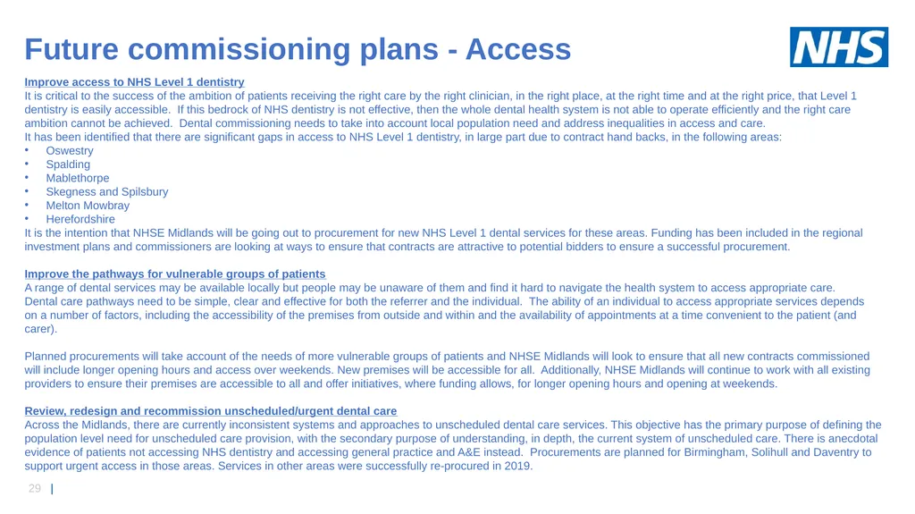 NHS England Midlands Region Dental Strategy - slide 29 of 41