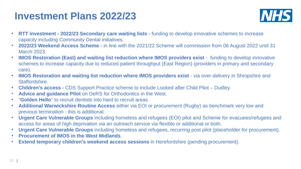 NHS England Midlands Region Dental Strategy - slide 20 of 41