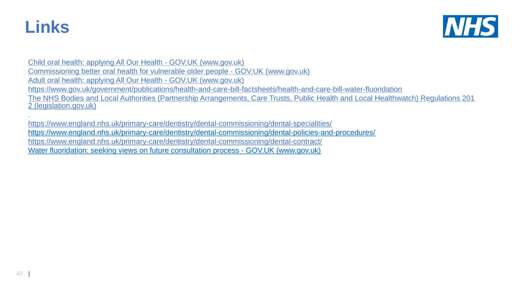 NHS England Midlands Region Dental Strategy - slide 40 of 41