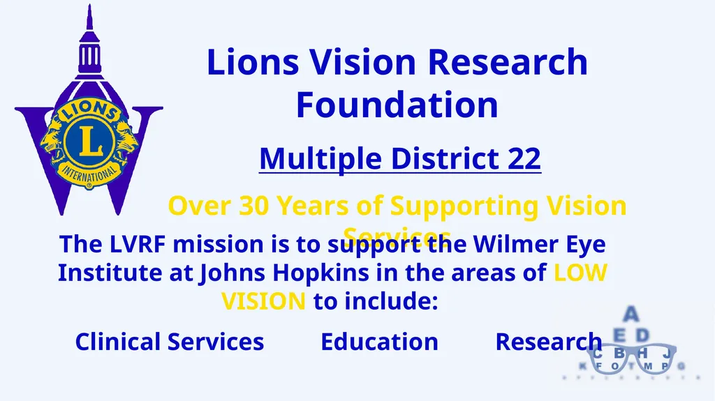Lions Vision Research Foundation Multiple District - slide 1 of 14