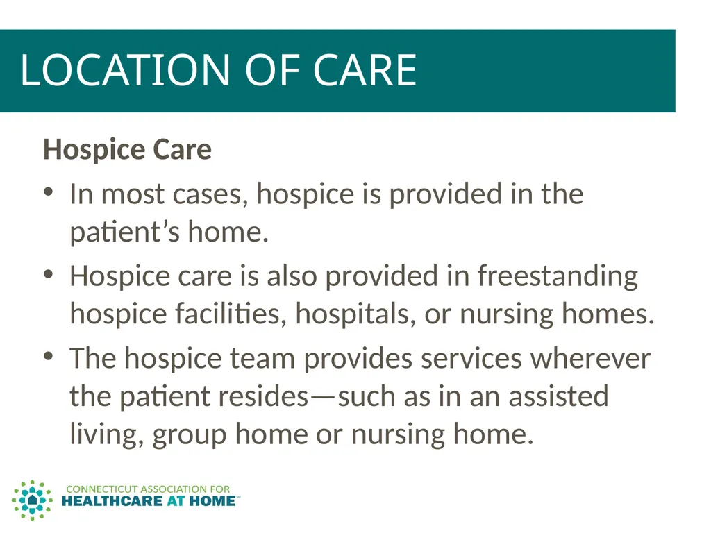 PALLIATIVE CARE & HOSPICE CARE A Comparison to - slide 18 of 35
