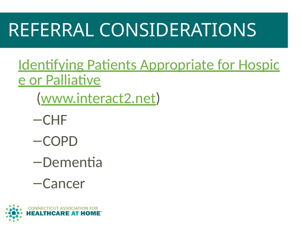PALLIATIVE CARE & HOSPICE CARE A Comparison to - slide 30 of 35
