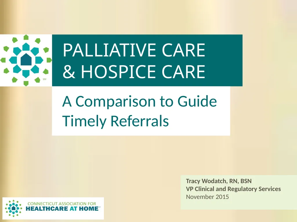 PALLIATIVE CARE & HOSPICE CARE A Comparison to - slide 1 of 35