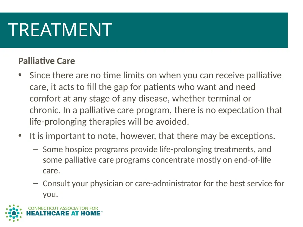 PALLIATIVE CARE & HOSPICE CARE A Comparison to - slide 20 of 35