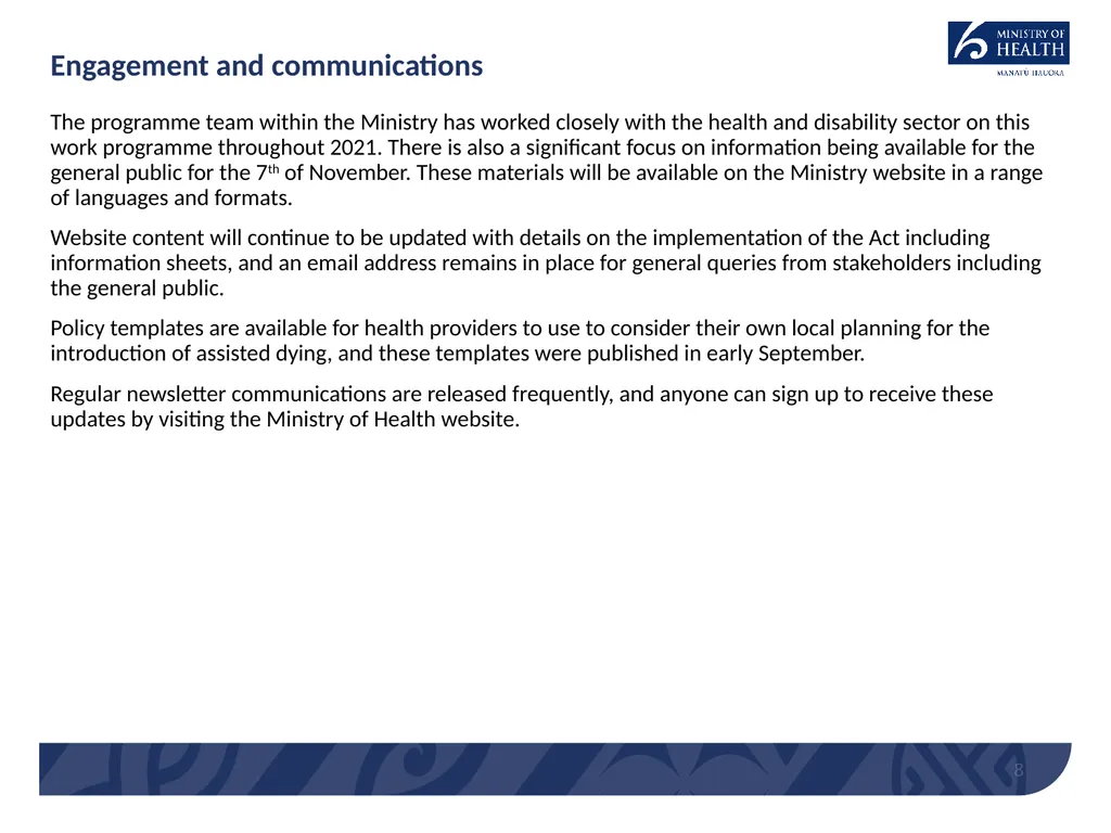 End of Life Choice Act Implementation – Assisted - slide 8 of 13